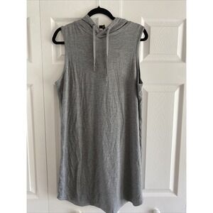 Gaiam Womens Large Gray Hooded Sleeveless Yoga Dress Soft Mini